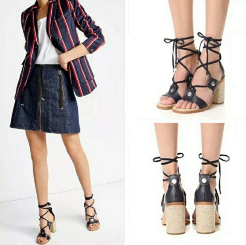 **2xHP**NIB rag & bone Eden Leather Lace Up Block Heel Sandals